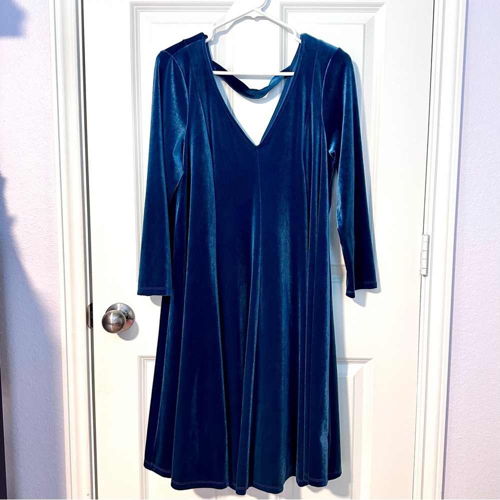 Torrid Mini Velvet Fluted Dress - Blue - Size 1